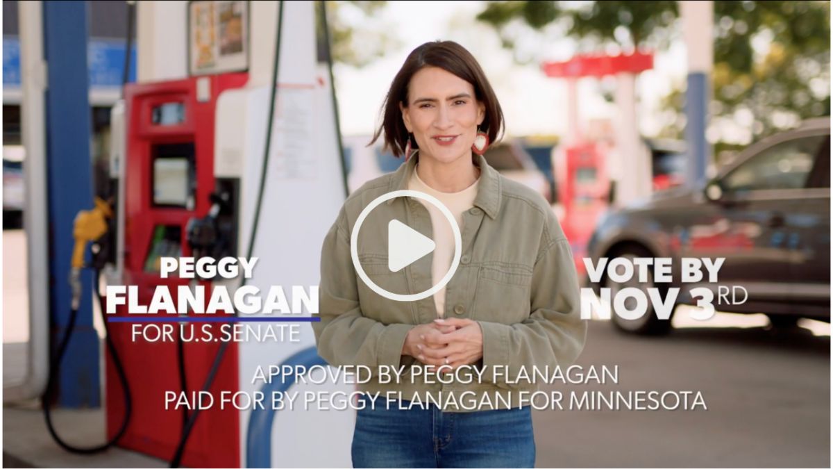 Peggy Flanagan GAS ad video still
