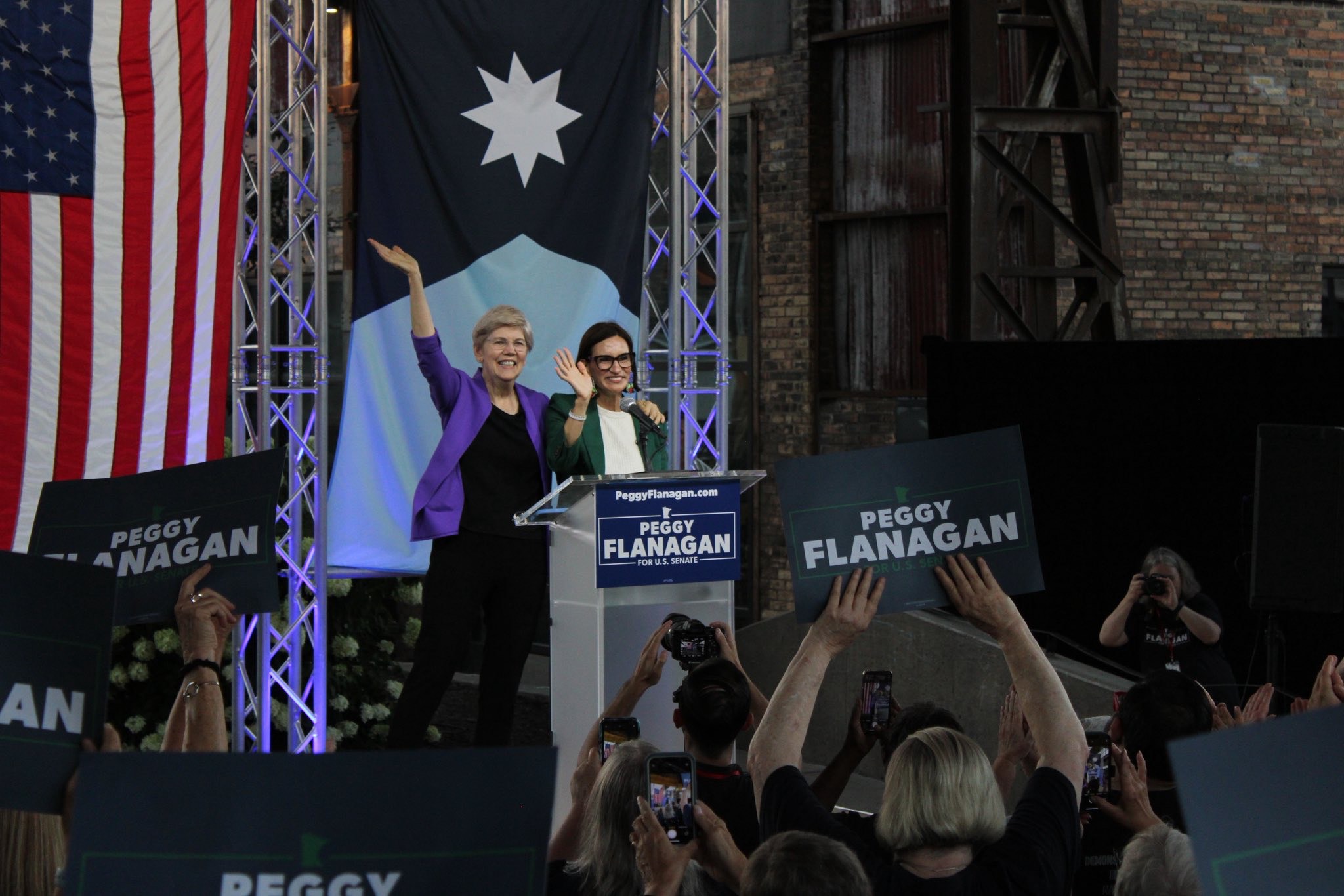 Peggy and Elizabeth at their rally last night