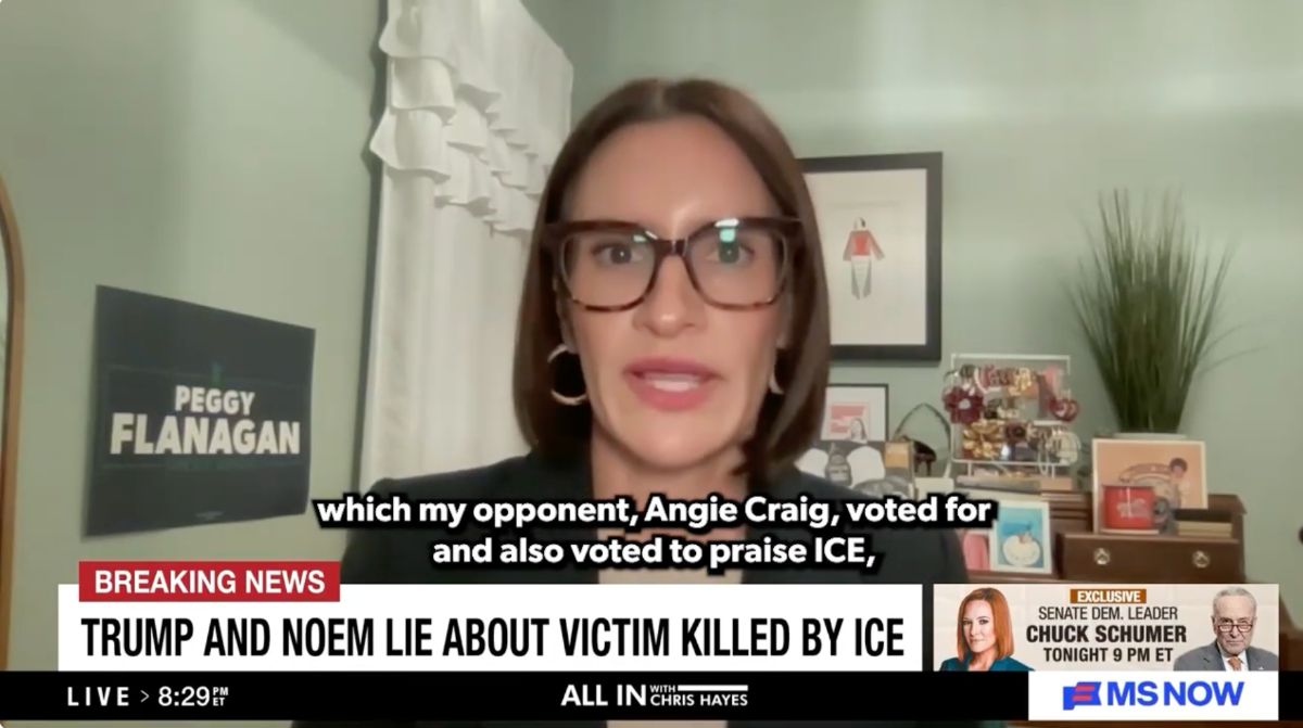 Screenshot of Peggy Flanagan on MSNBC
